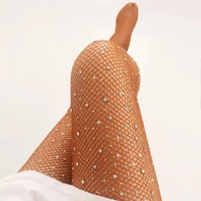 Rhinestones Embellished Pantyhose - Professional Latin Dance Stocking