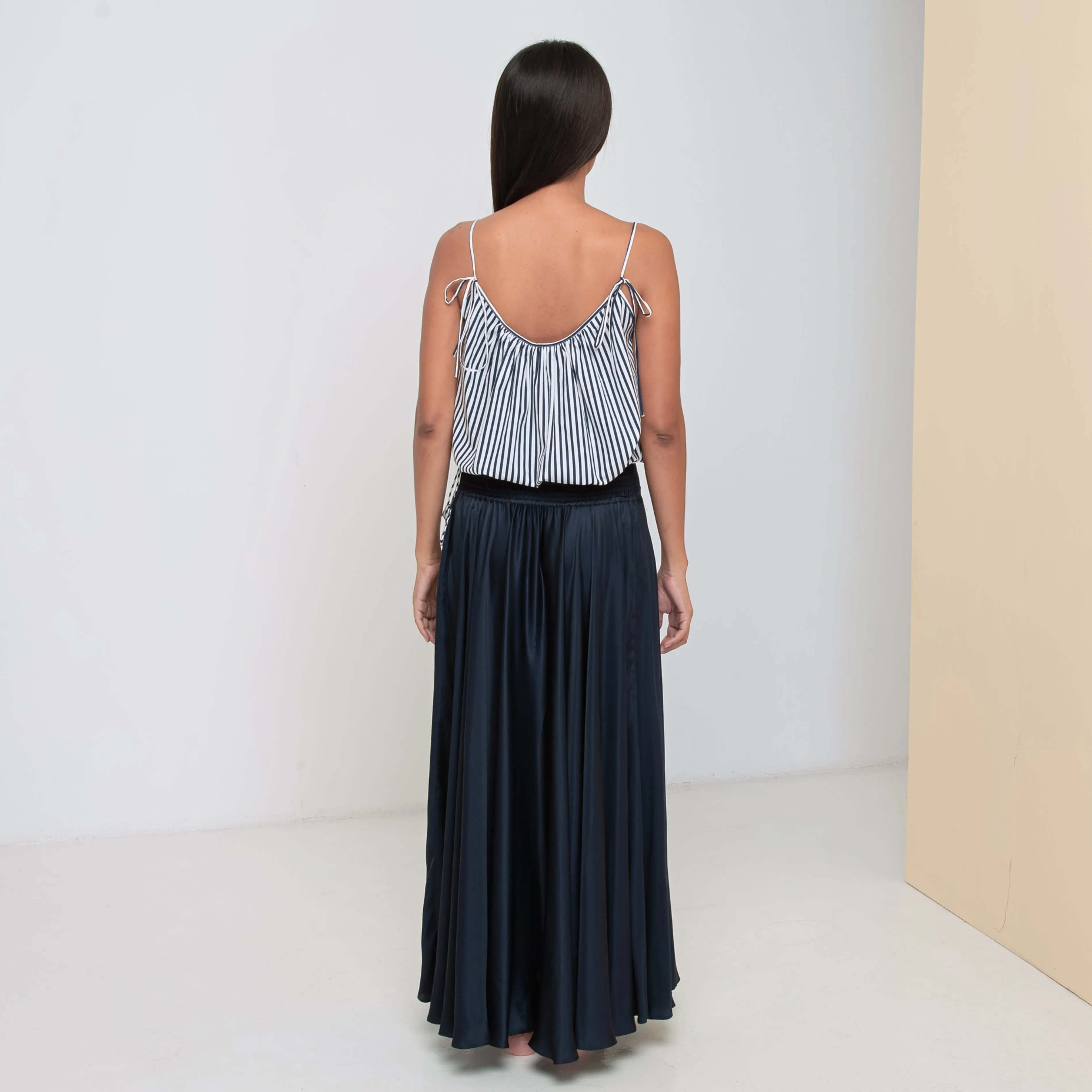 RINKI FLOW STRING CAMISOLE - Cotton Voile | Stripe Midnight Blue & Off White