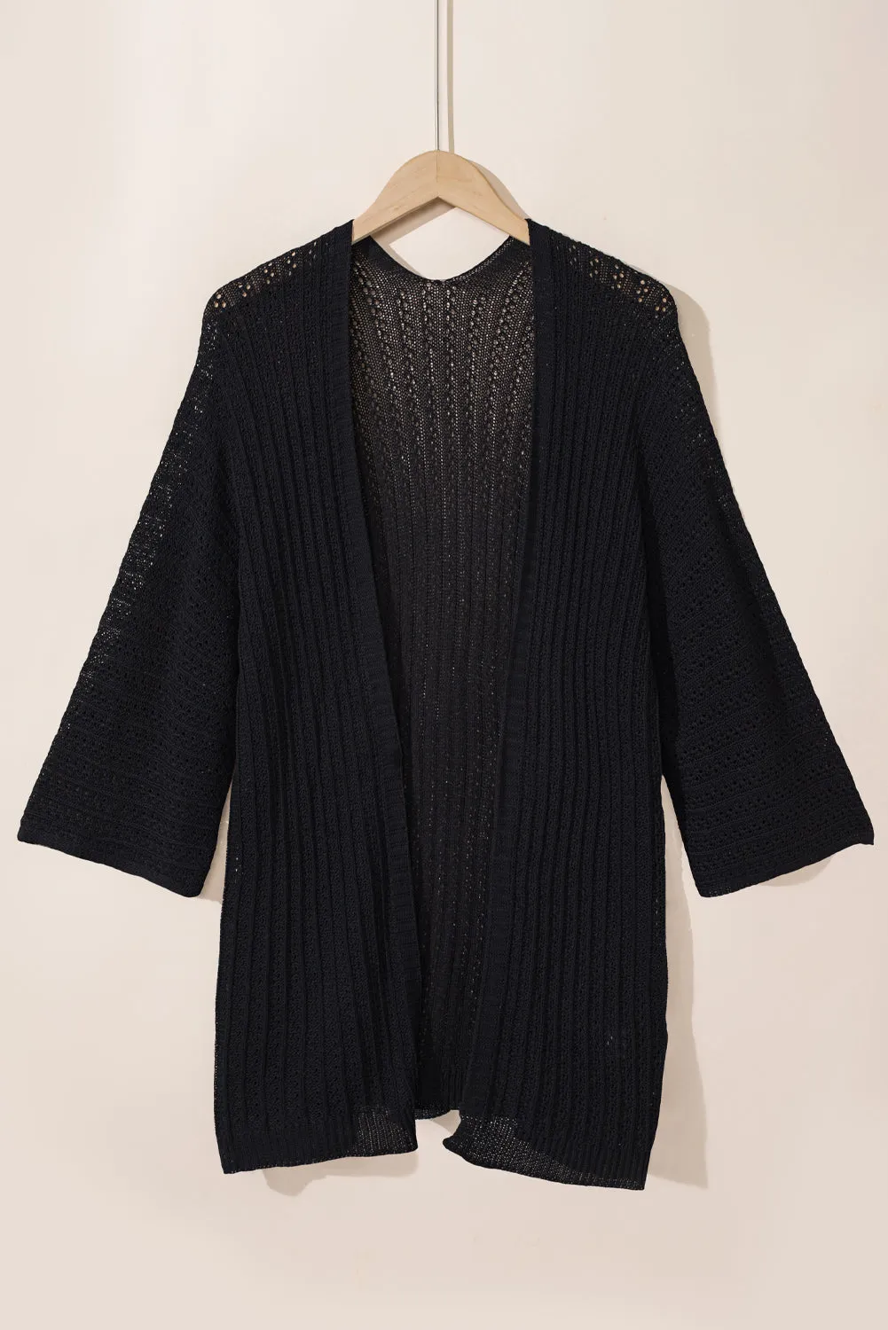 Rose Hollow-out Knit Kimono Lightweight Cardigan