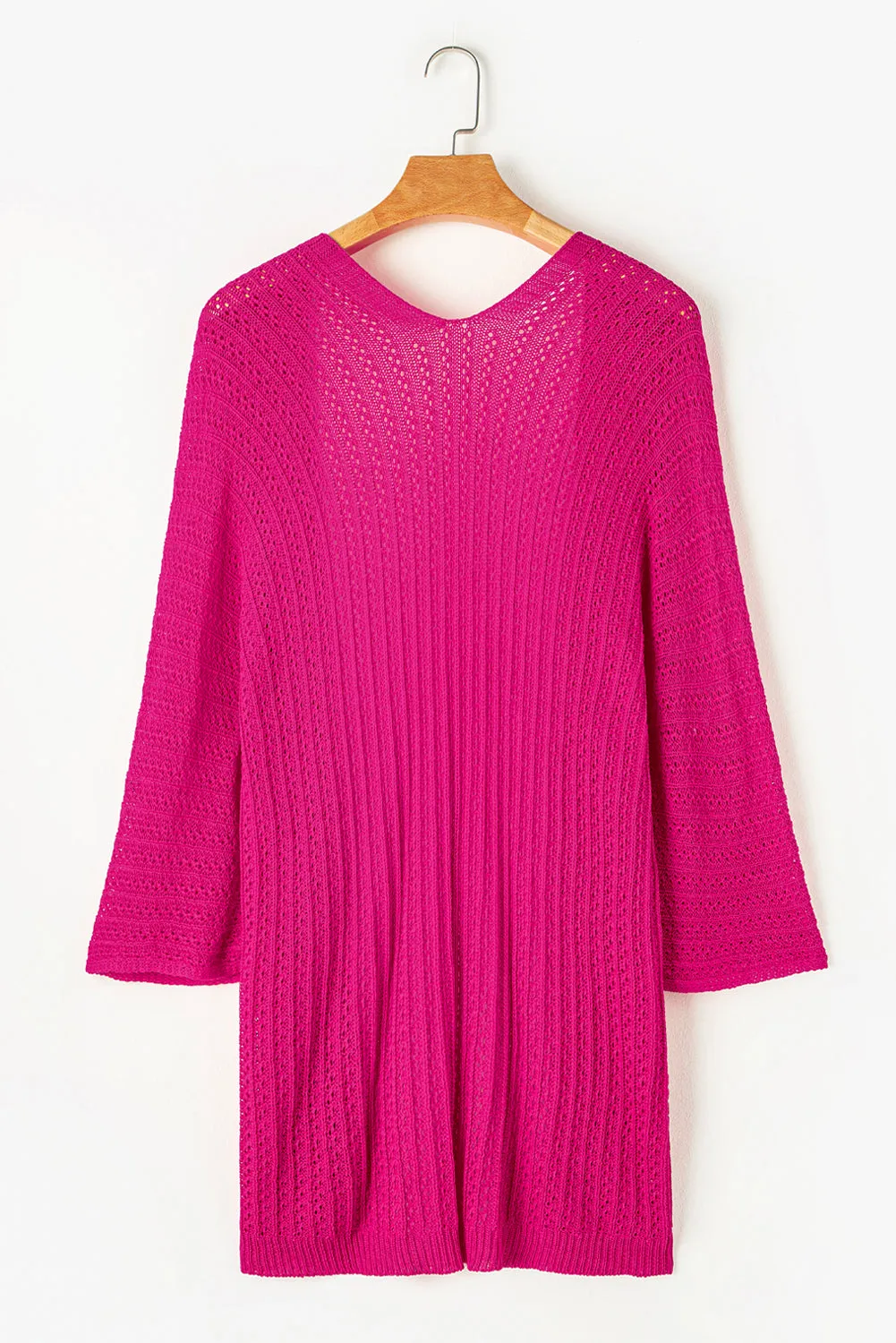 Rose Hollow-out Knit Kimono Lightweight Cardigan