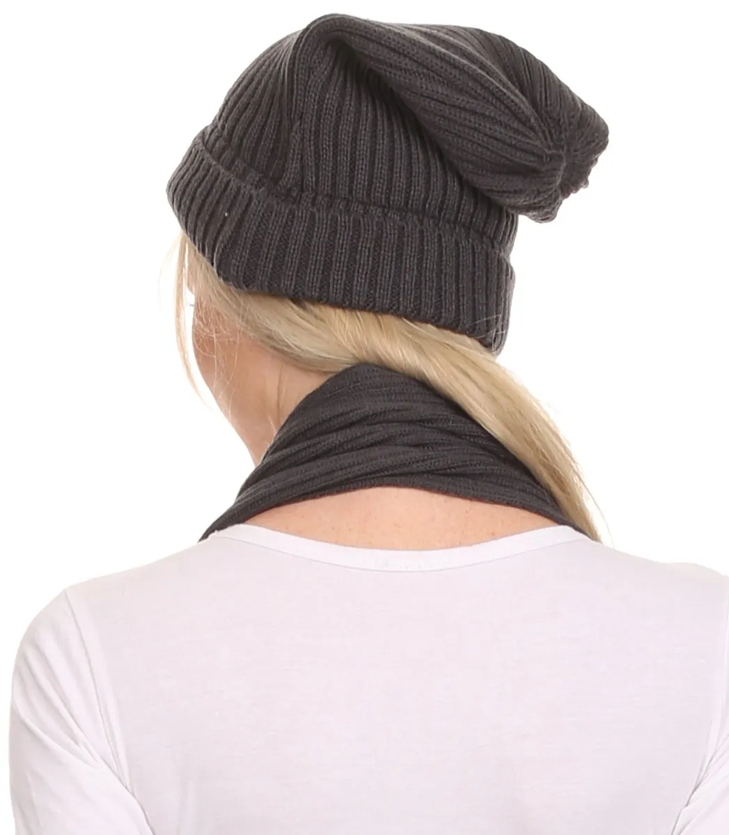 Sakkas  Aldis Unisex Ribbed Knit Beanie Hat And Scarf Set