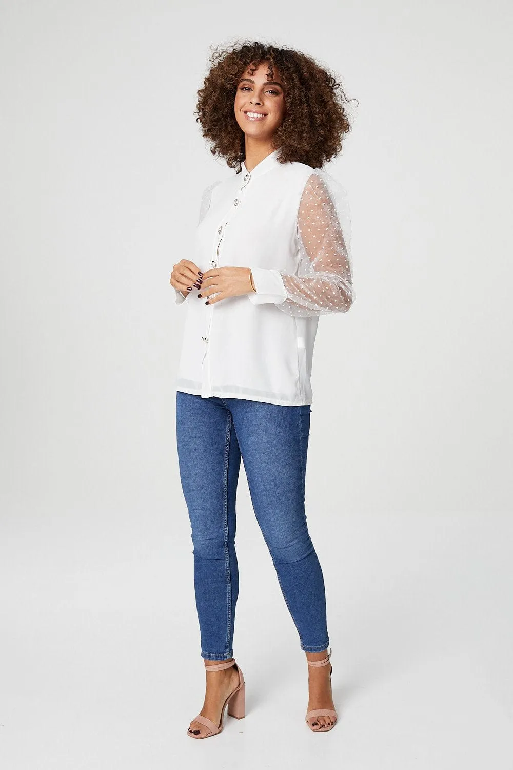 Sheer Puff Sleeve Shirt