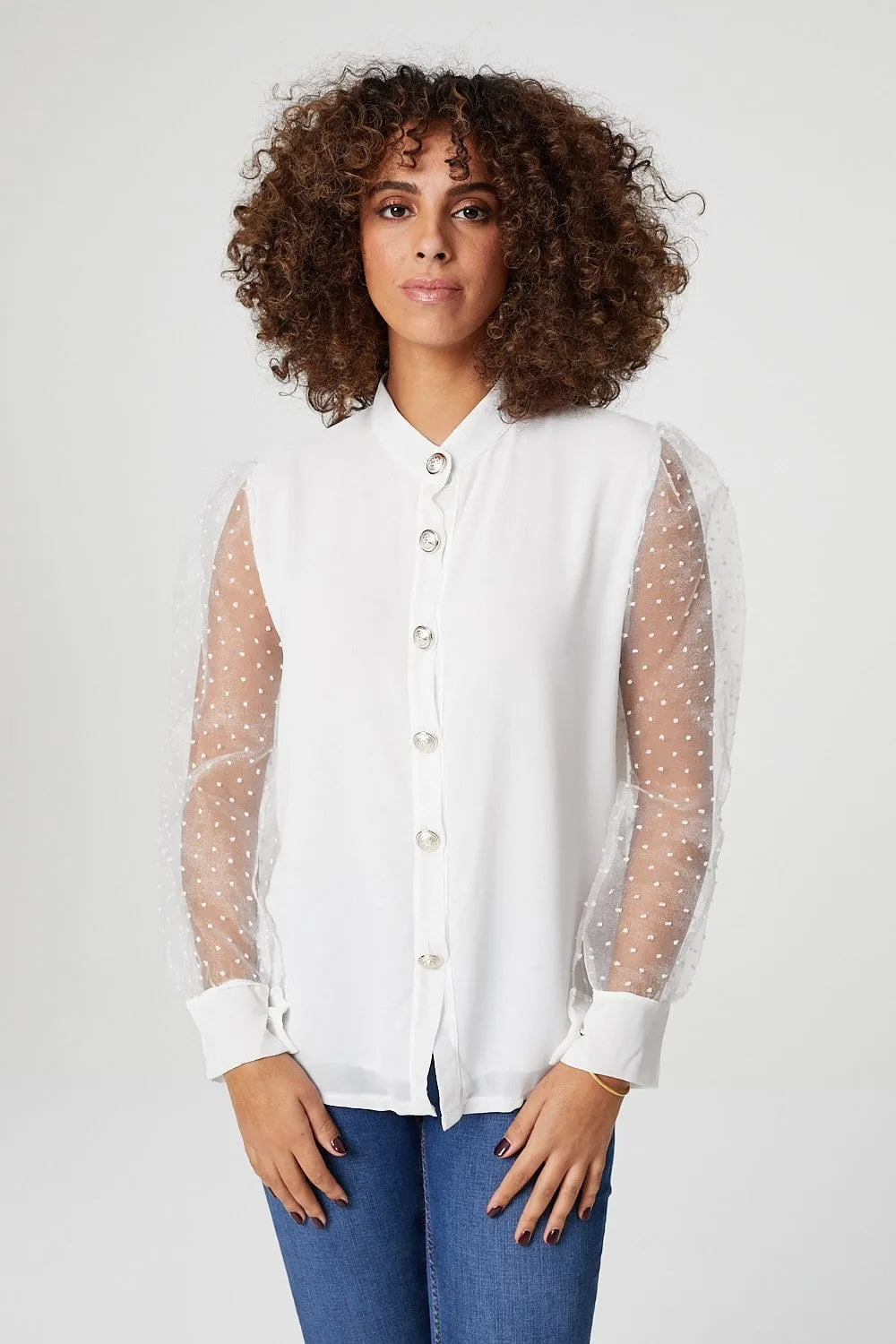 Sheer Puff Sleeve Shirt