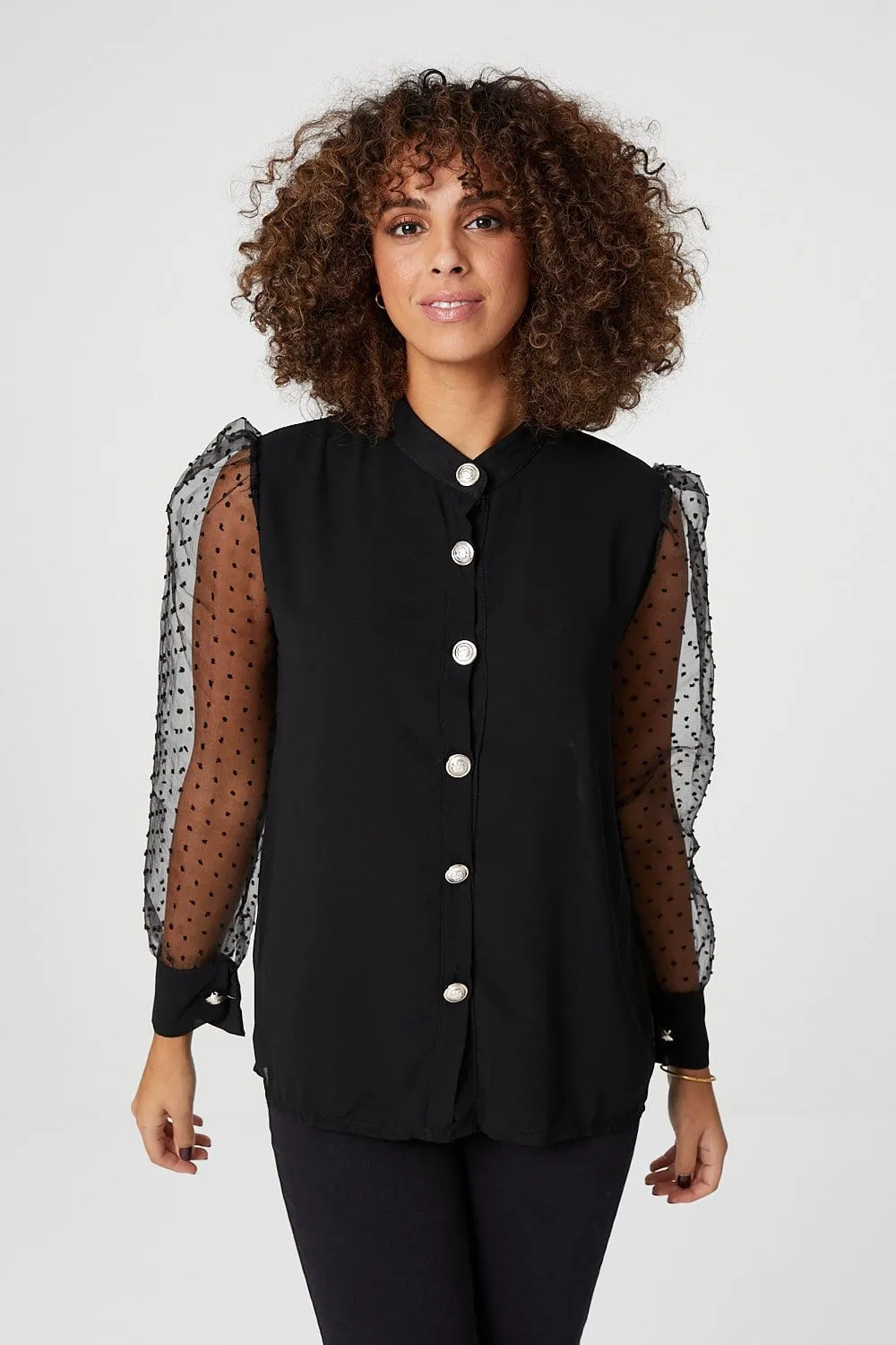 Sheer Puff Sleeve Shirt