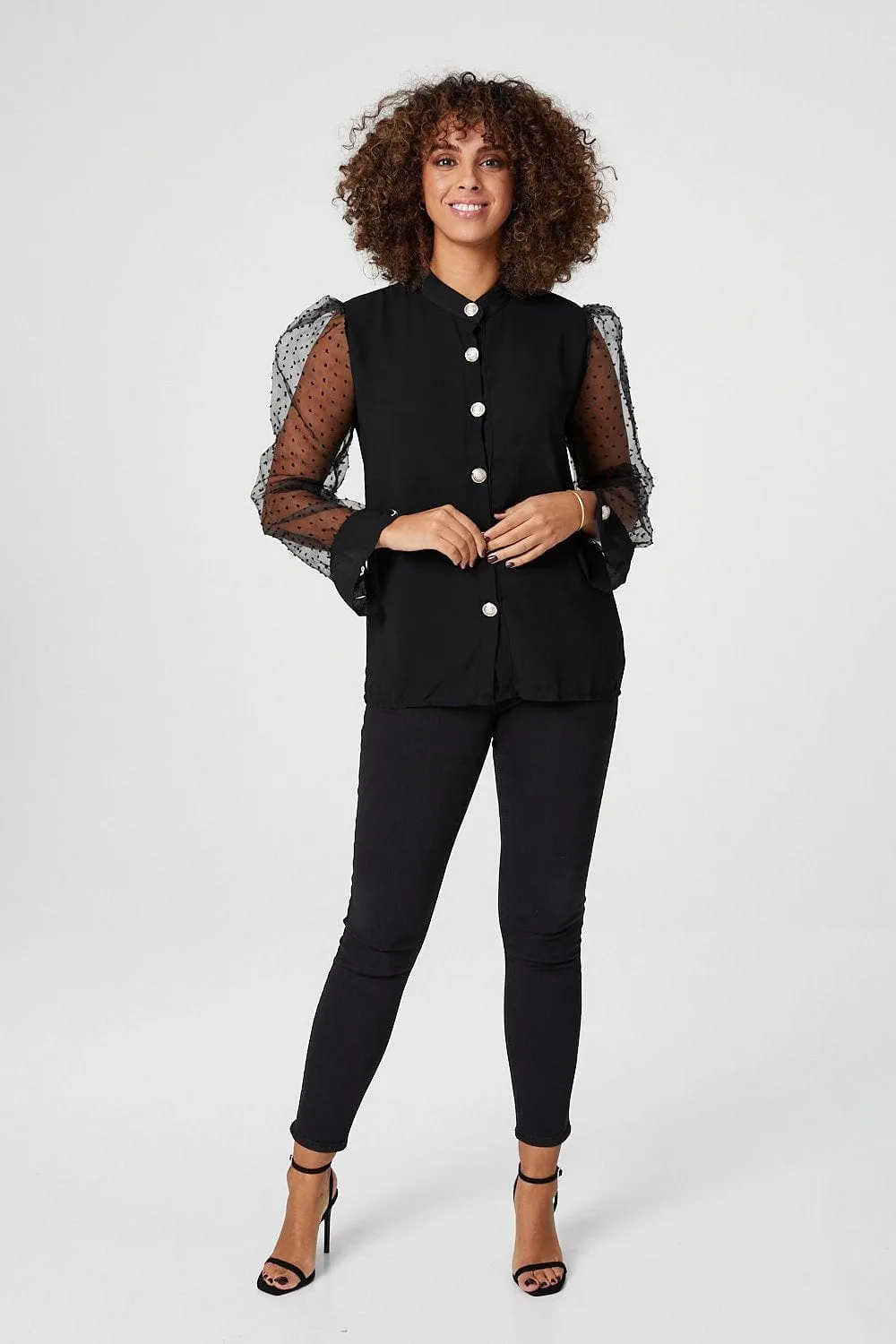 Sheer Puff Sleeve Shirt