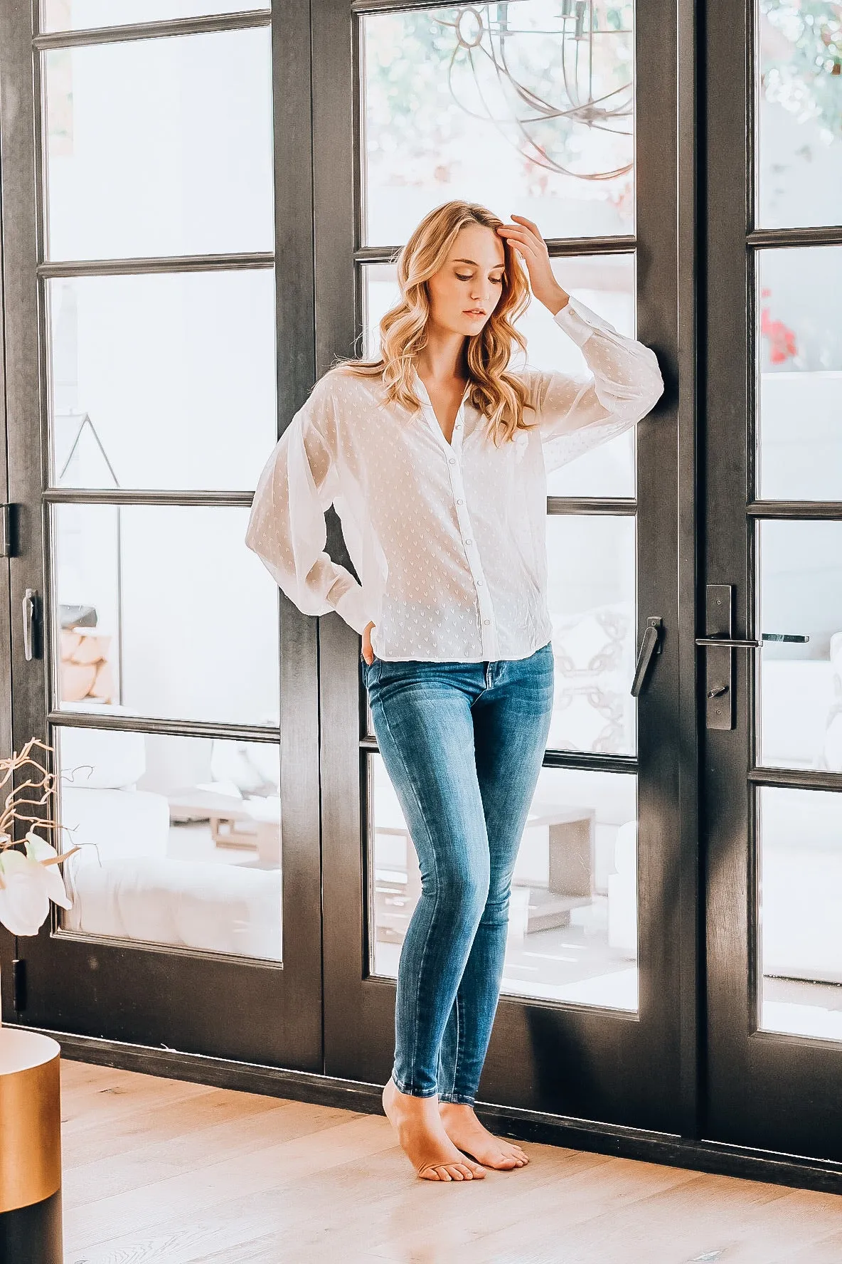 Sheer White Heart Blouse