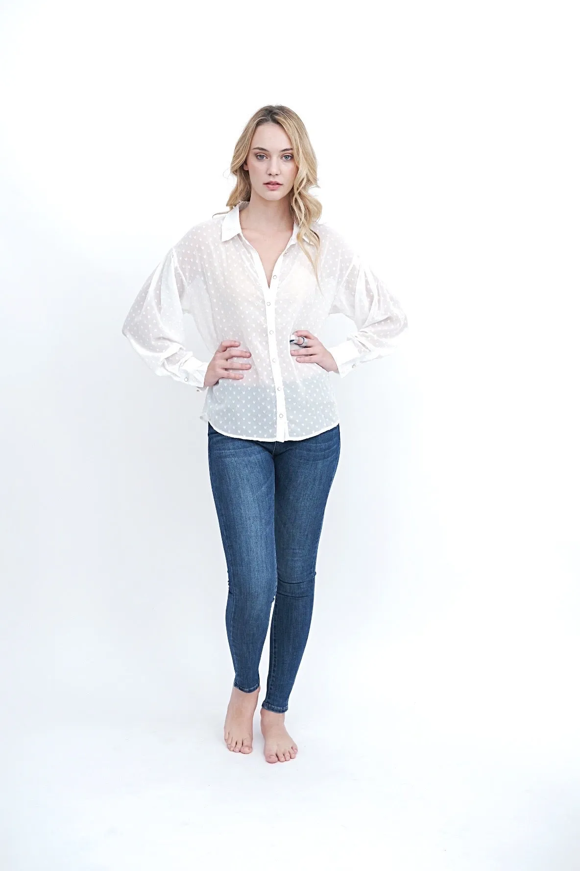 Sheer White Heart Blouse