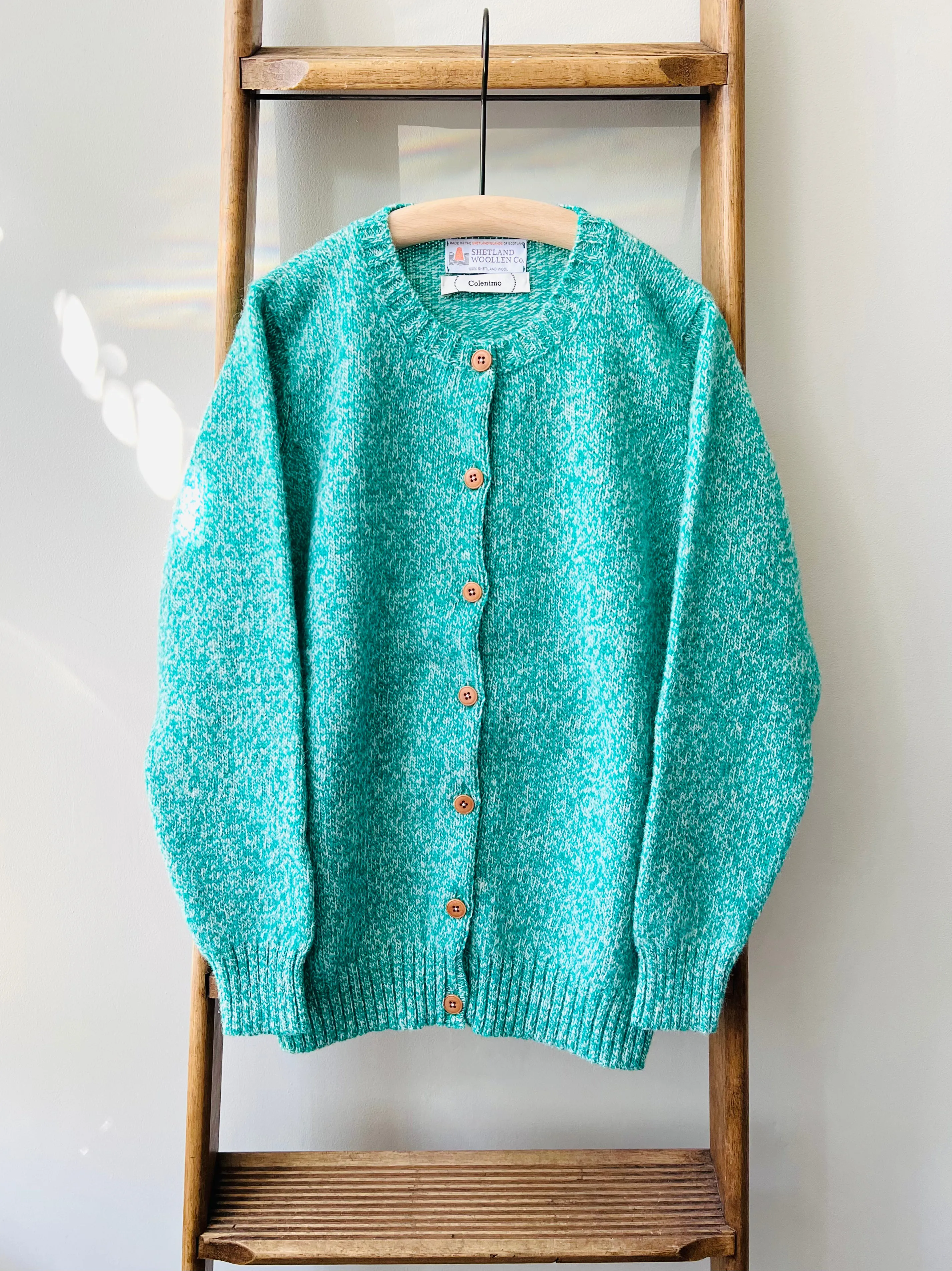 Shetland Wool Cardigan / Green