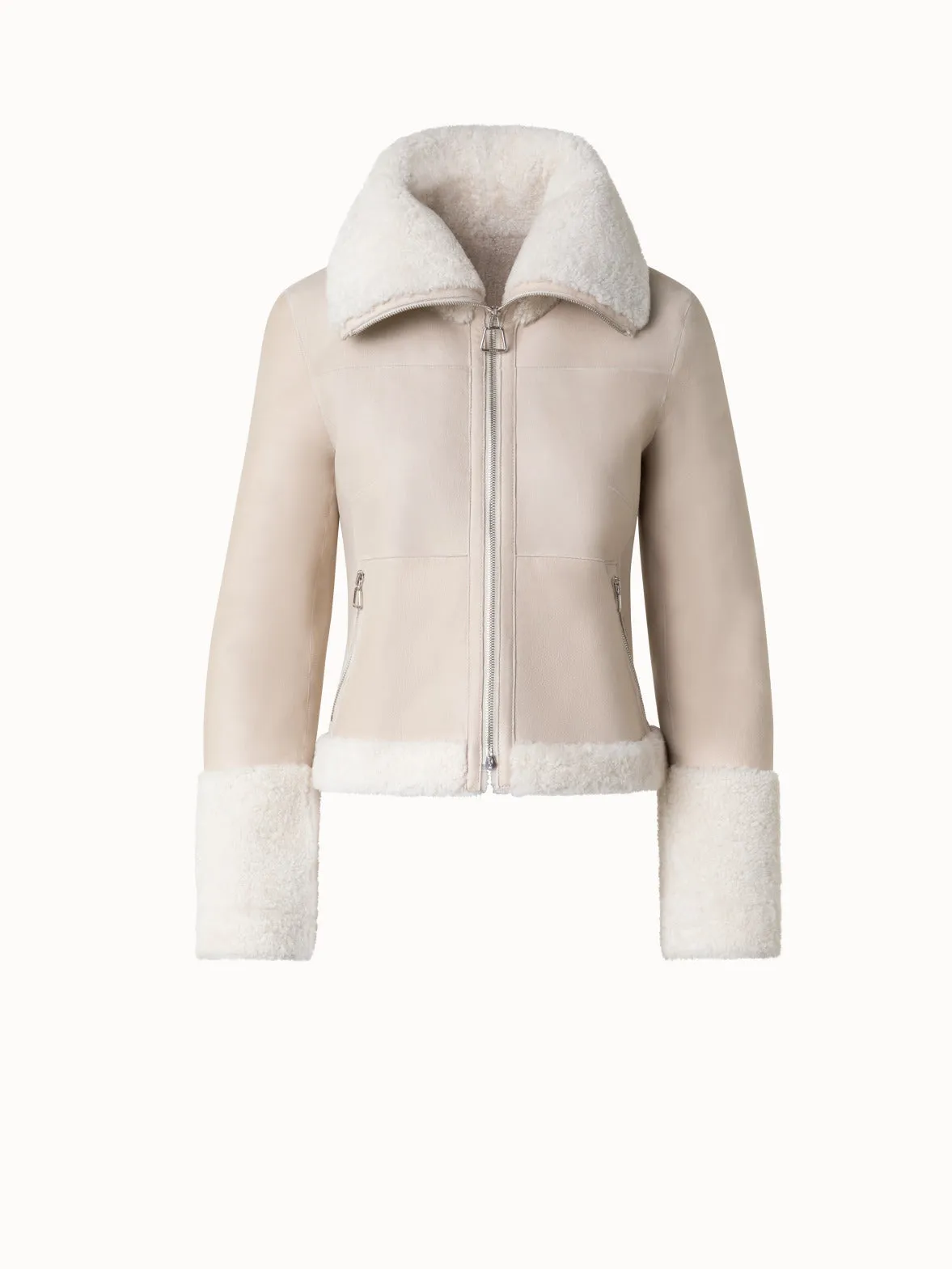 Short Double Faced Shearling Leather Jacket