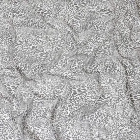 Silver pure silk chiffon fabric with black print in animal skin design-D9303