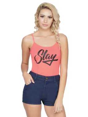 SLAY. Women's Neon Pink Printed Camisole