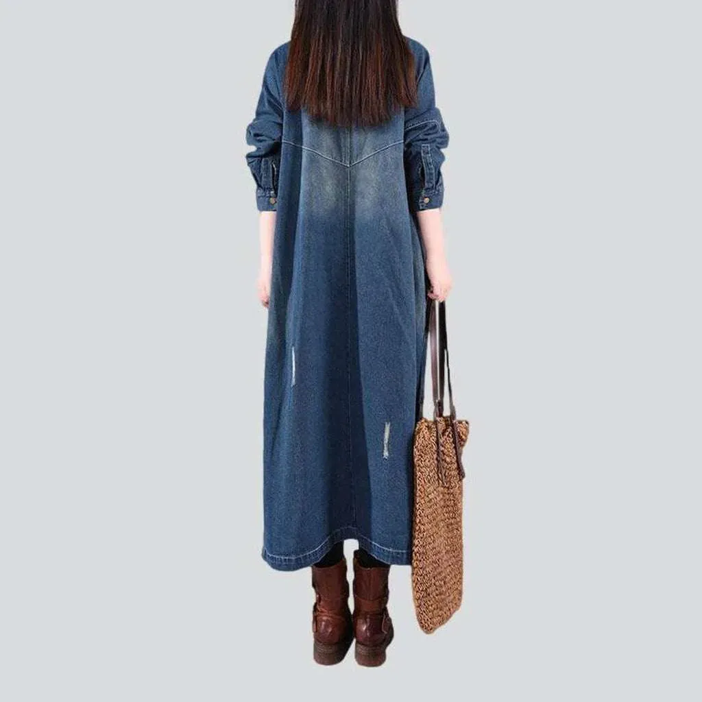 Slightly torn women's denim coat