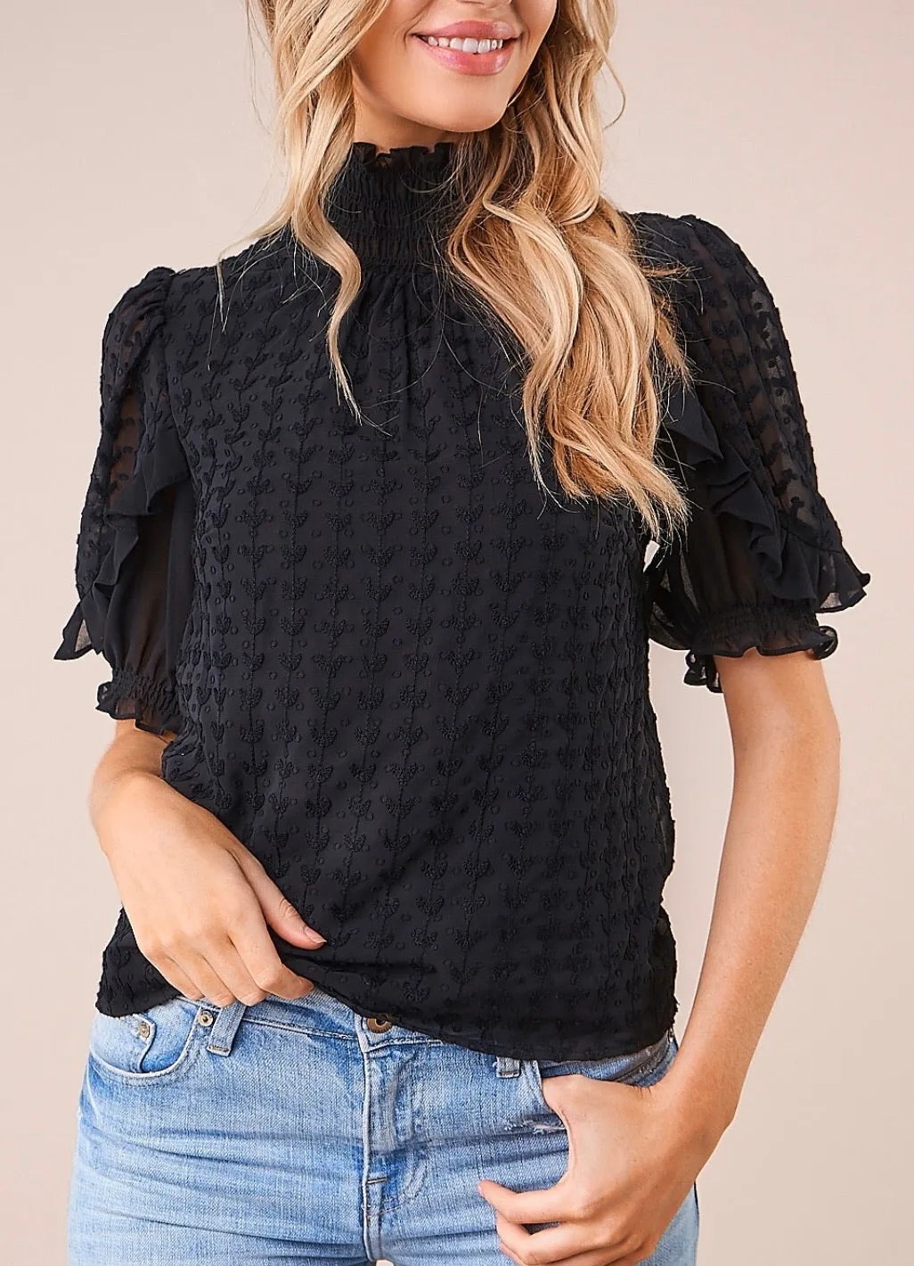 Smocked Mock Blouse