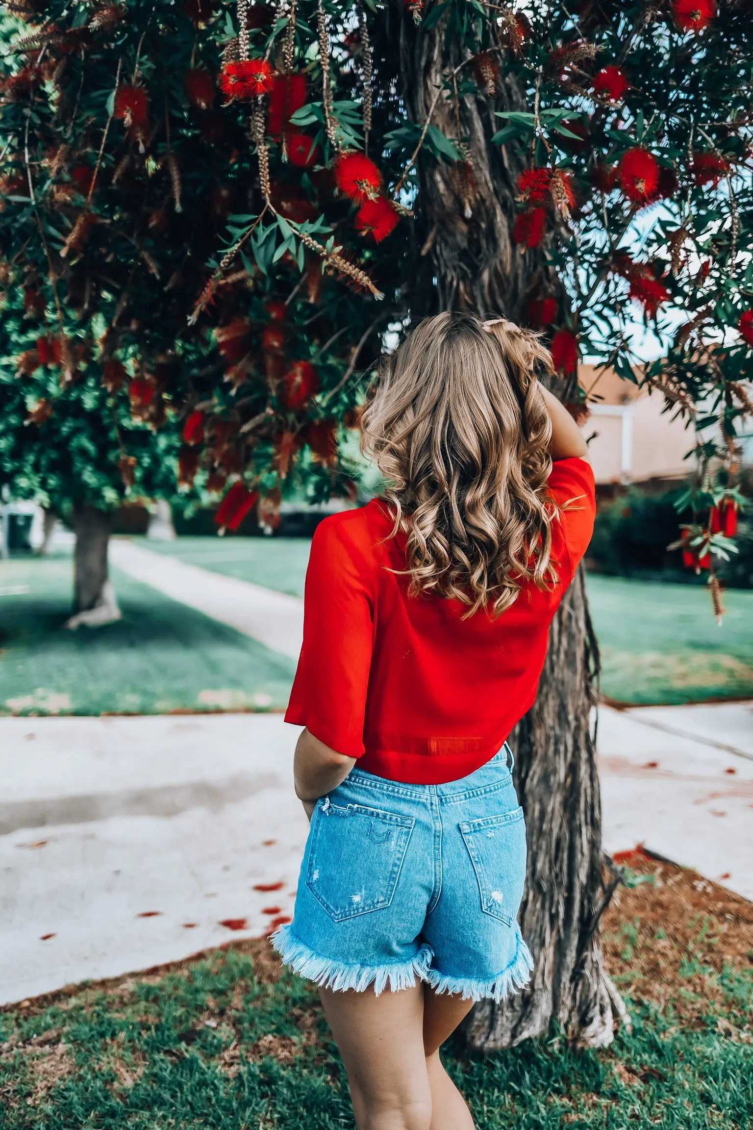 Star Mesh T-Shirt Red