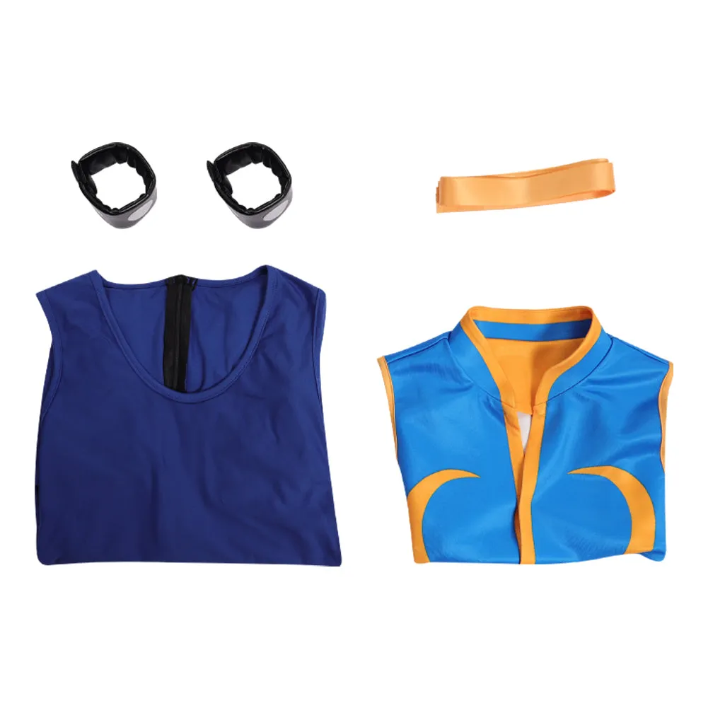 Street Fighter Chun-Li Women Jumpsuit Headband Outfits Halloween Carnival Cosplay Costume