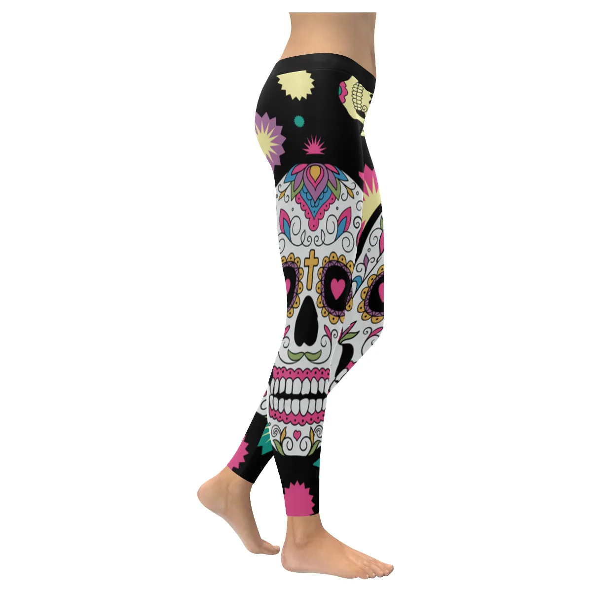 Sugar skull Women's Low Rise Leggings (Invisible Stitch)