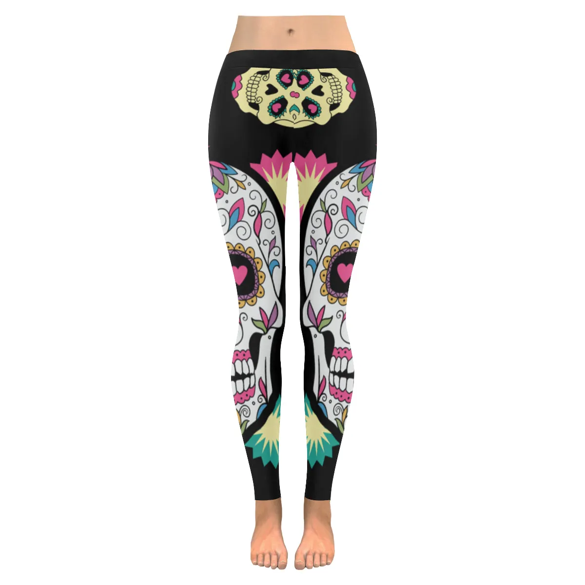 Sugar skull Women's Low Rise Leggings (Invisible Stitch)