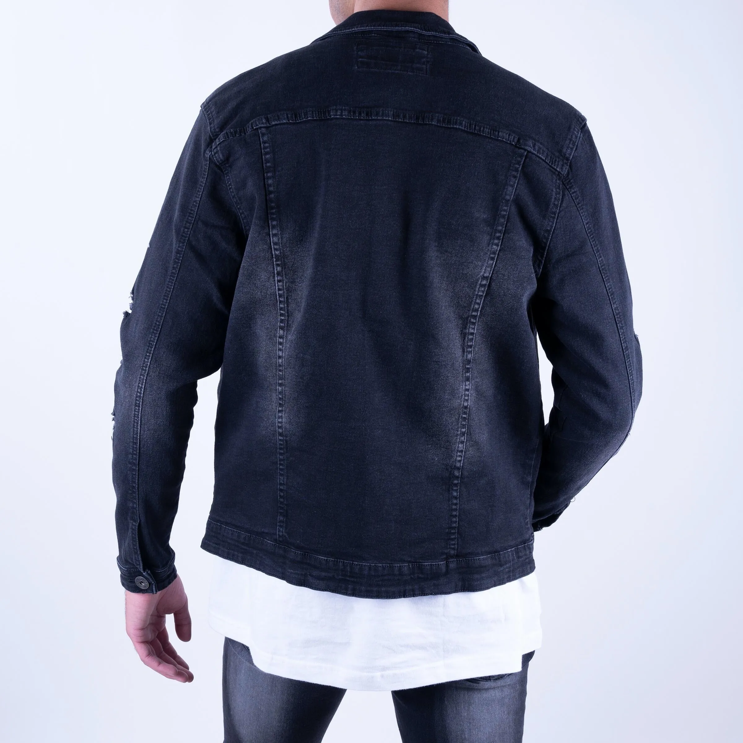 TR Premium Black Washed Denim Jacket (J-1084)