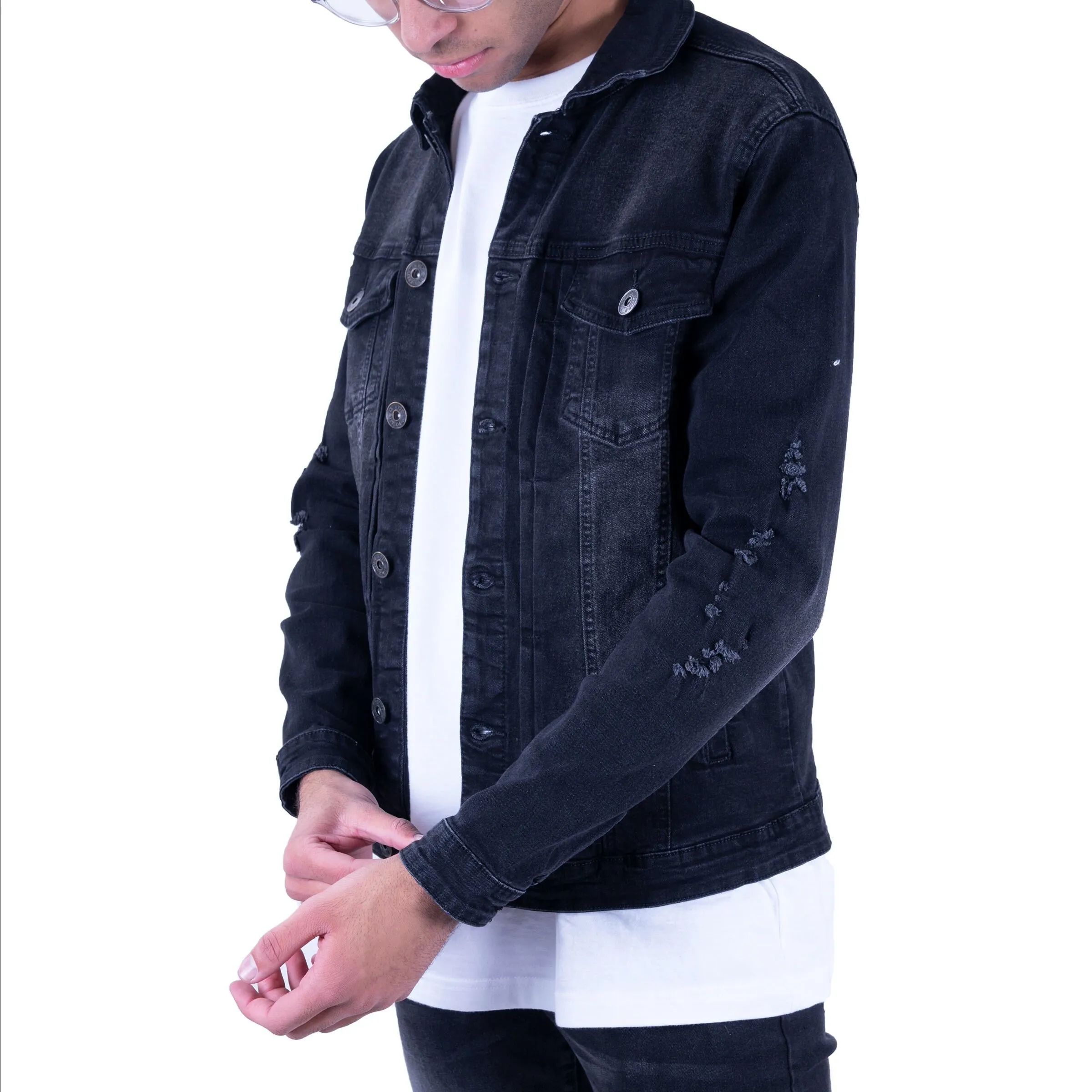 TR Premium Black Washed Denim Jacket (J-1084)