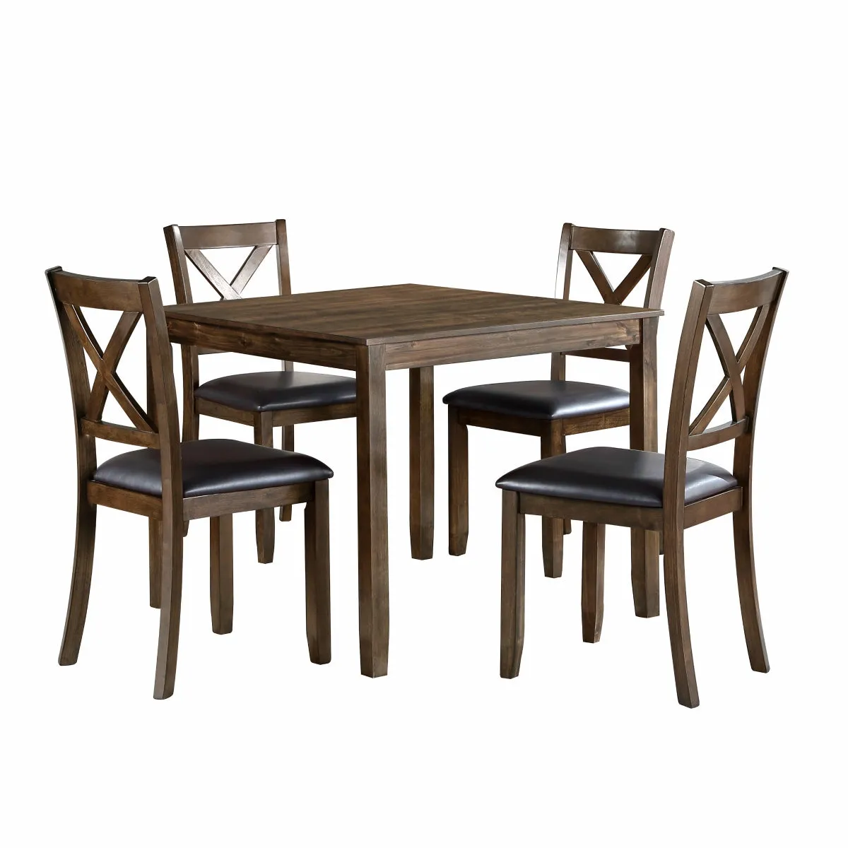 Transitional X-Back Dining Set with Faux Leather Seating