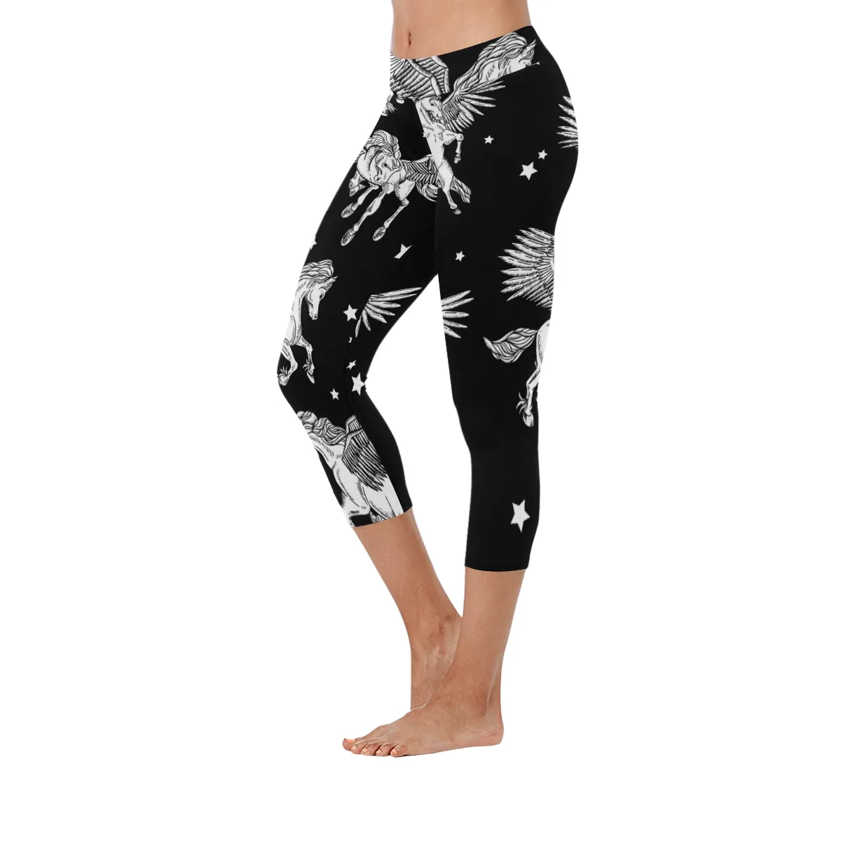 Unicorn 1 Women's Low Rise Capri Leggings (Invisible Stitch)