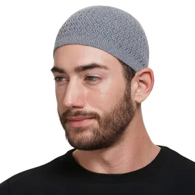 Unisex Acrylic Knitted Beanie Cap - Soft, Warm, Wavy Jacquard Dome Design - Ideal Gift for Spring and Autumn, Muslim Pullover Style, Casual Wear for Men and Women