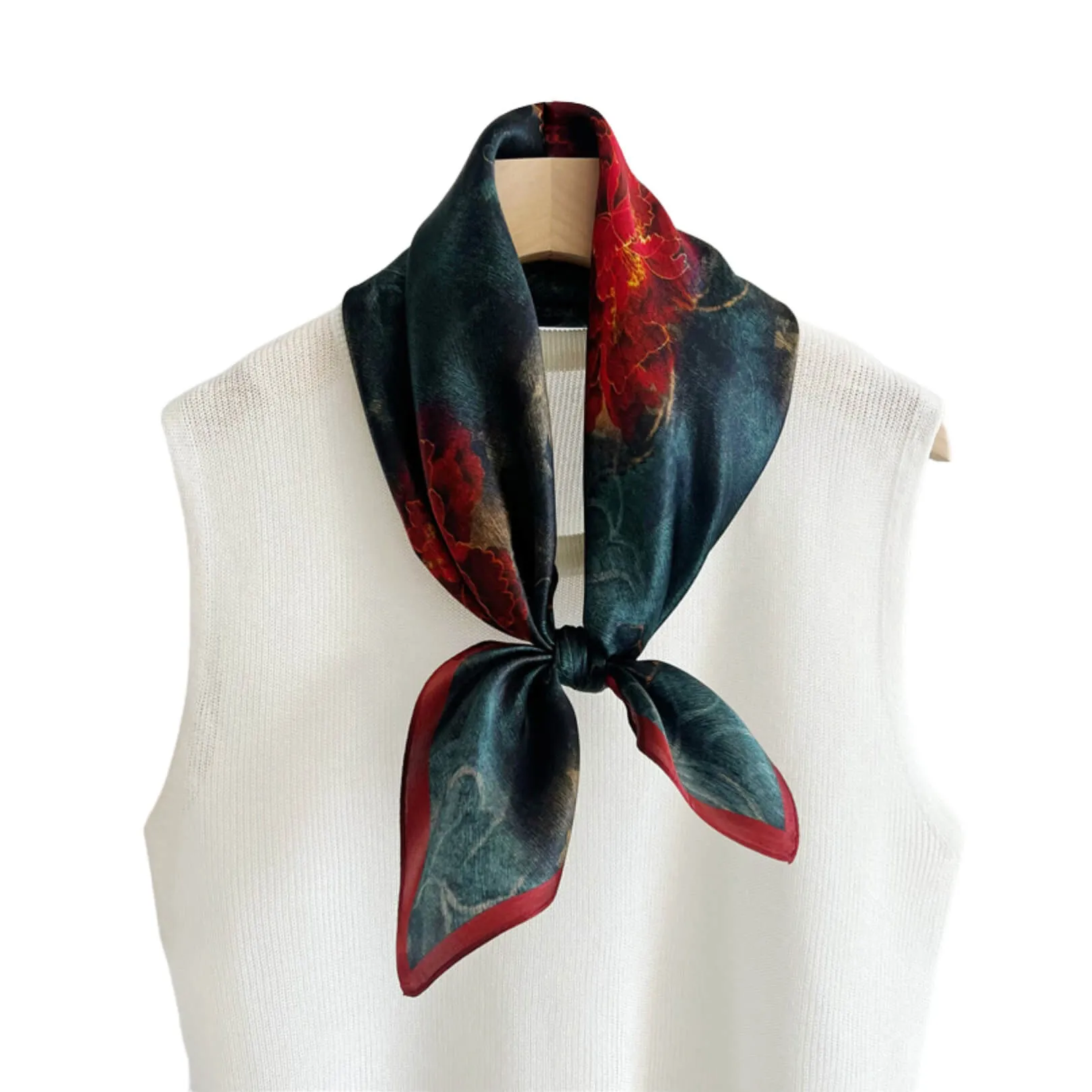 Velvet Rose Pure Mulberry Silk Square Scarf Bandana