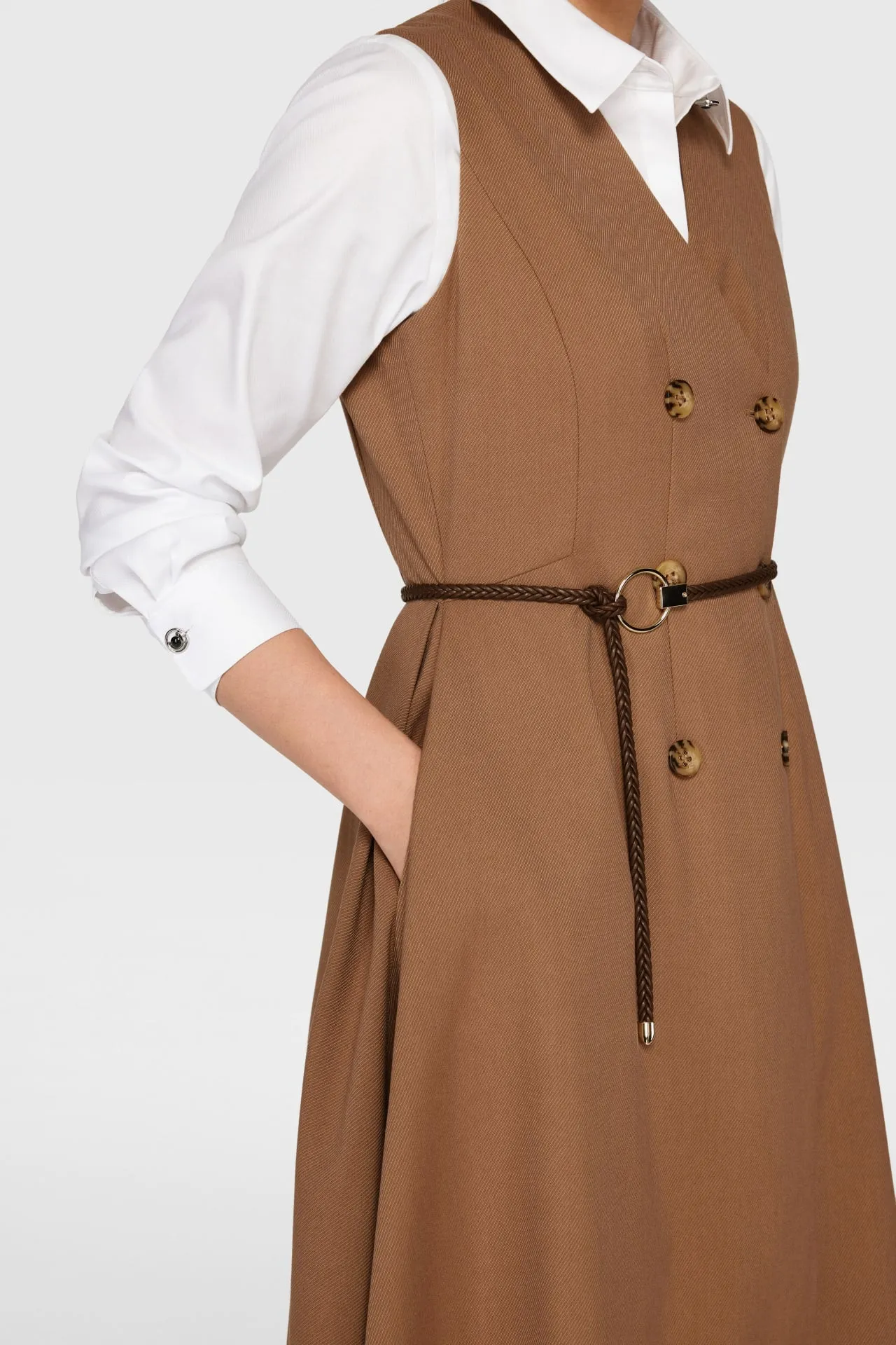 Veronica Soft Touch Stretchable Flare Trench Dress with Belt