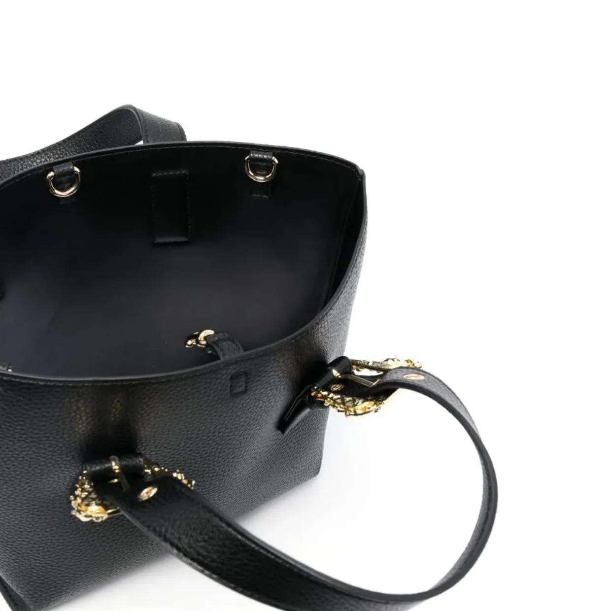 Versace Jeans Couture Baroque Buckle Black Small Tote Bag