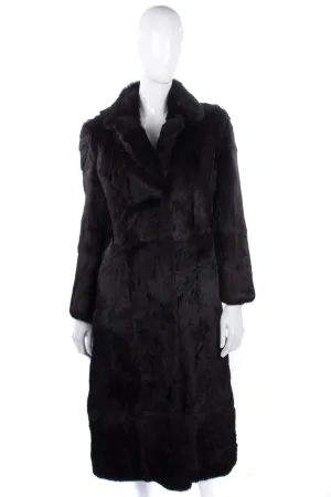 Vintage full length rabbit fur coat, very dark colour