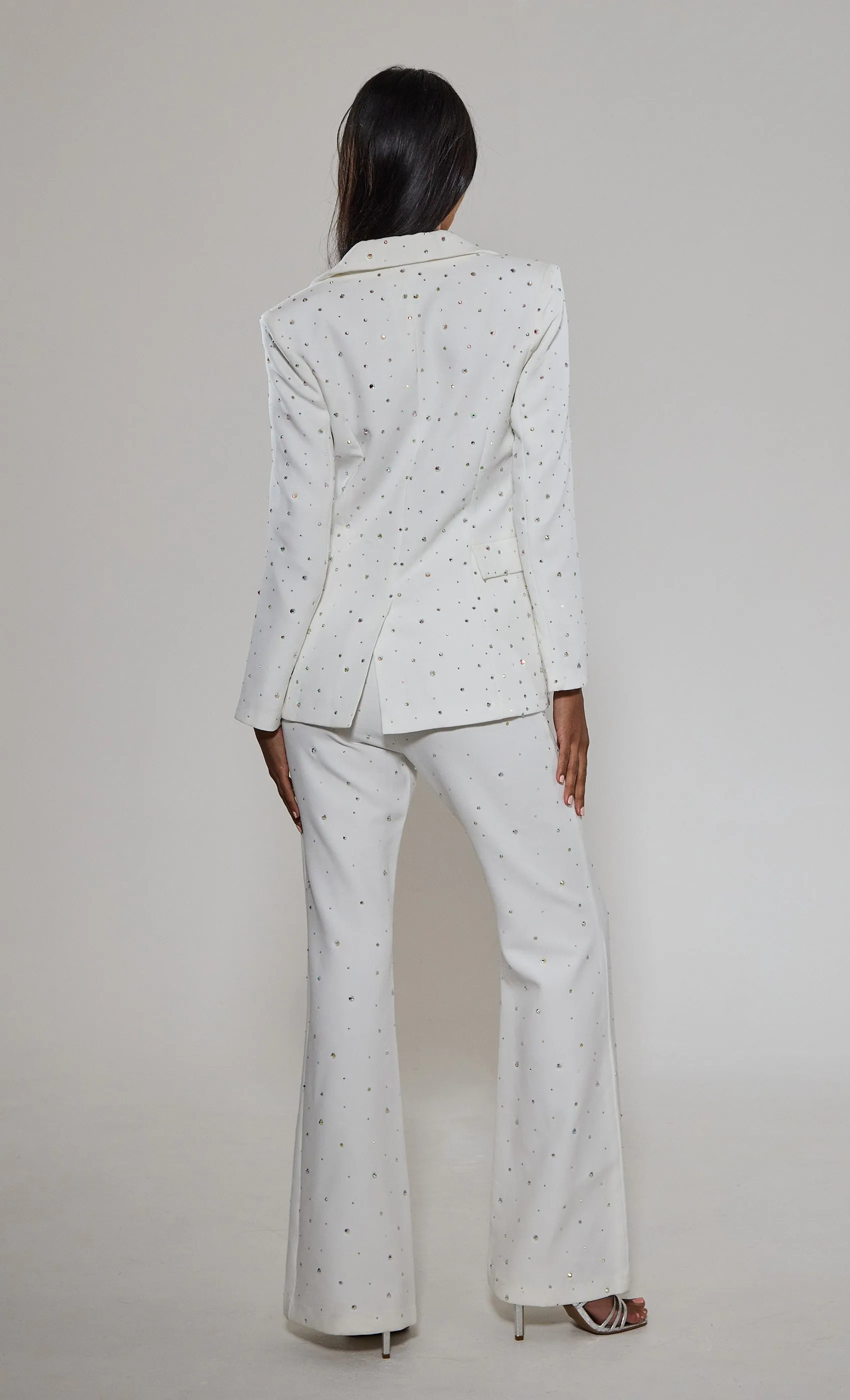 White Diamante Embellished Tailored Blazer