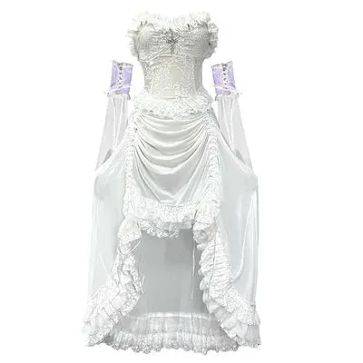 White Flying Gothic Asymmetric Lace Rope Summer Sleeve Light Evening Strap Party Stiletto Lolita Outfit