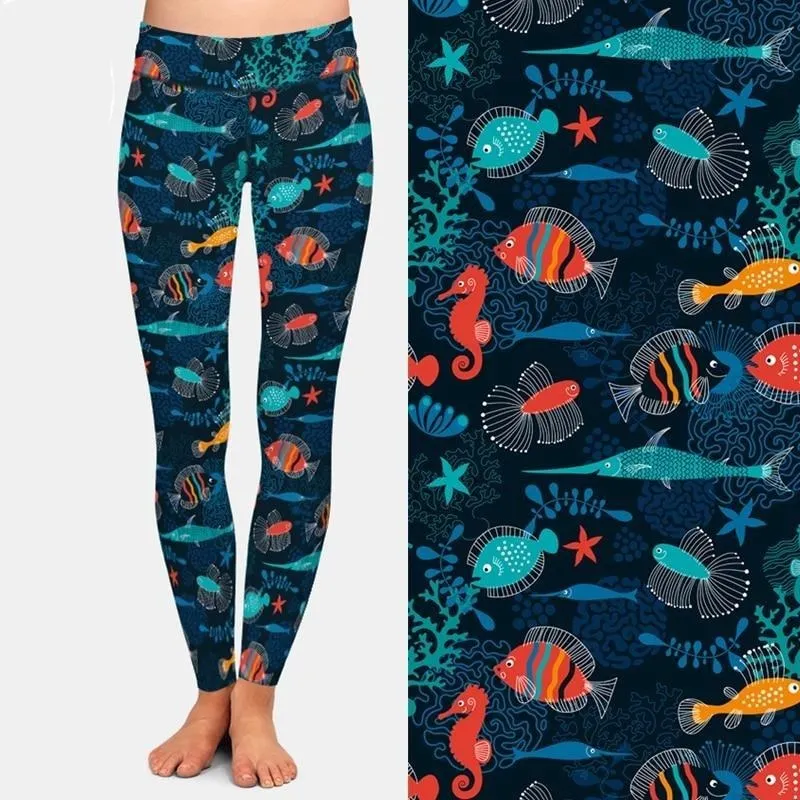 Women Leggings: Sea Life Print