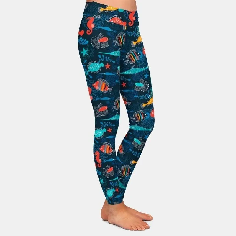 Women Leggings: Sea Life Print