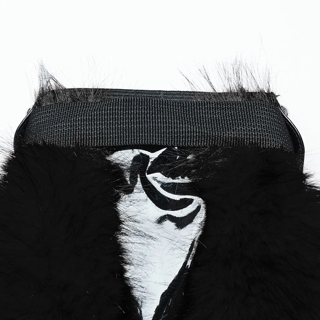 Women's Punk Buckle Faux Fur Leg Warmers Black