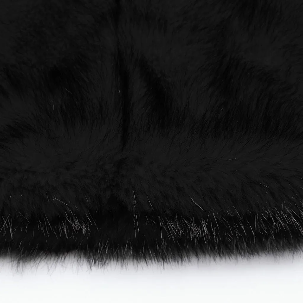 Women's Punk Buckle Faux Fur Leg Warmers Black