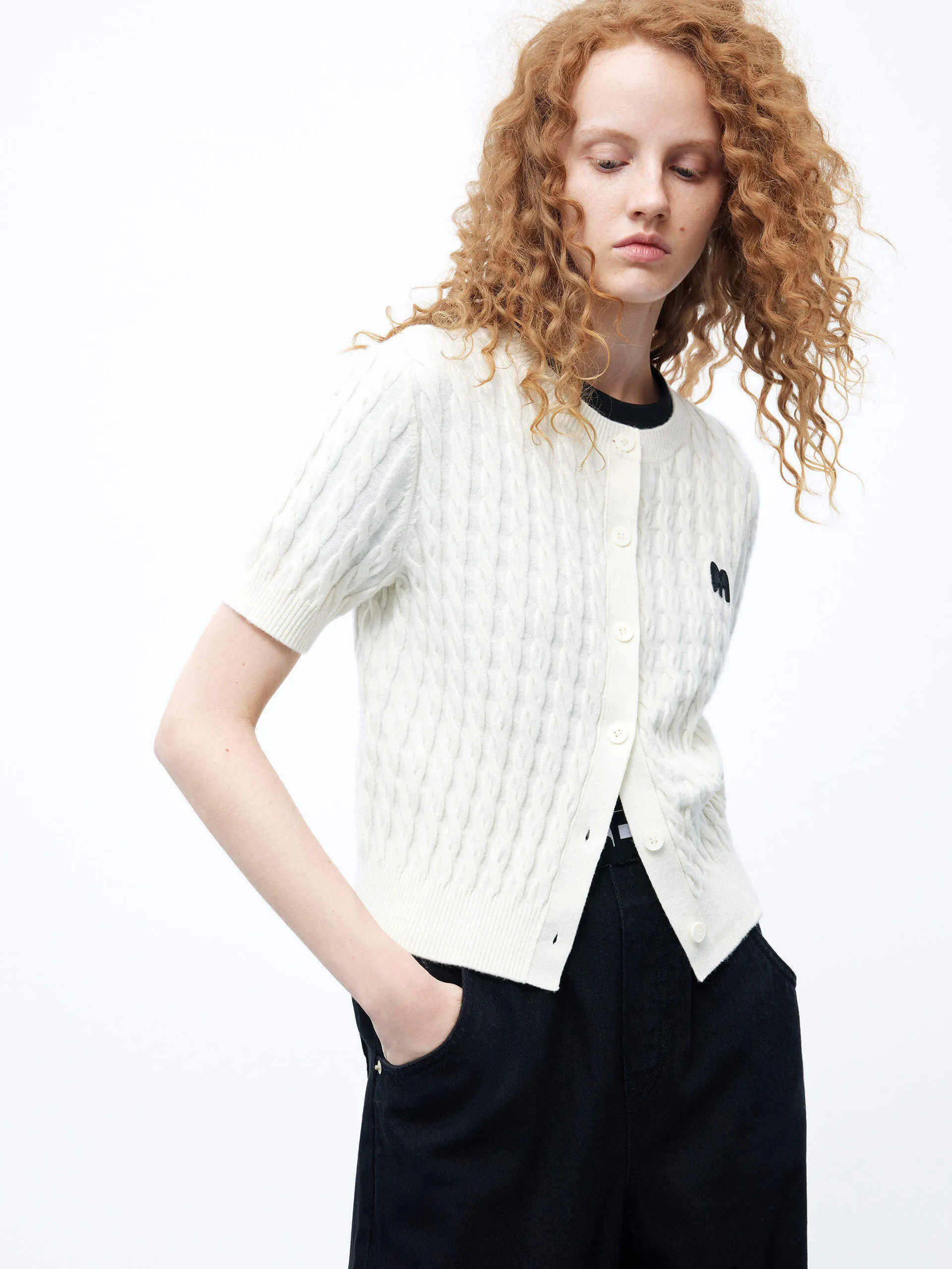 Wool and Cashmere Cable Knit Cardigan