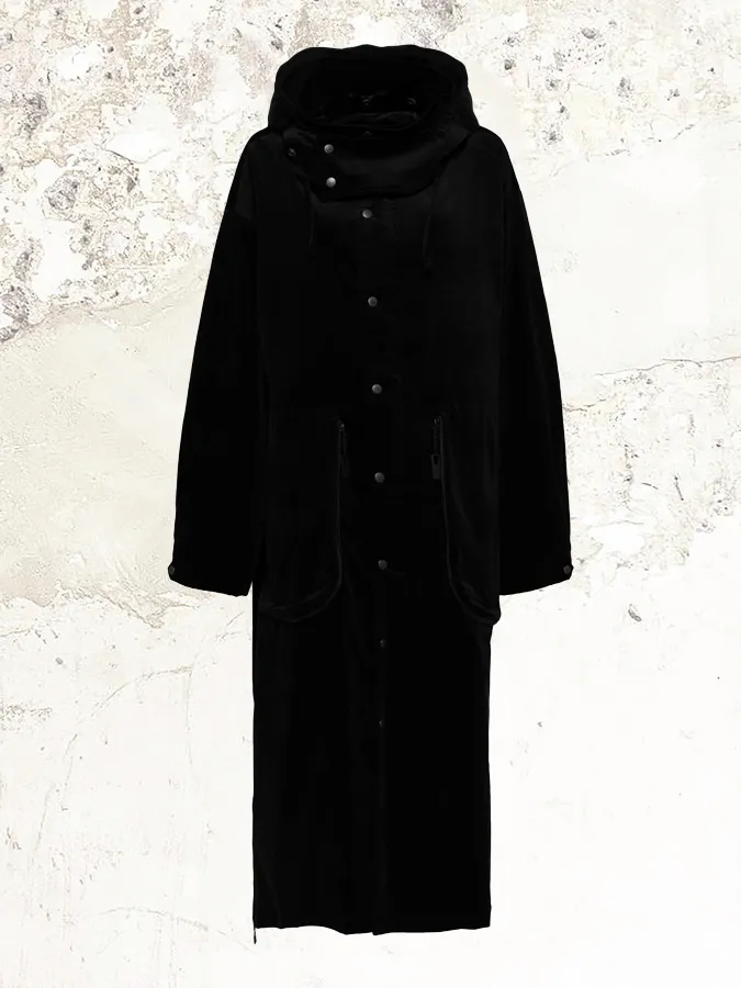 YOHJI YAMAMOTO Velvet Hooded trench coat